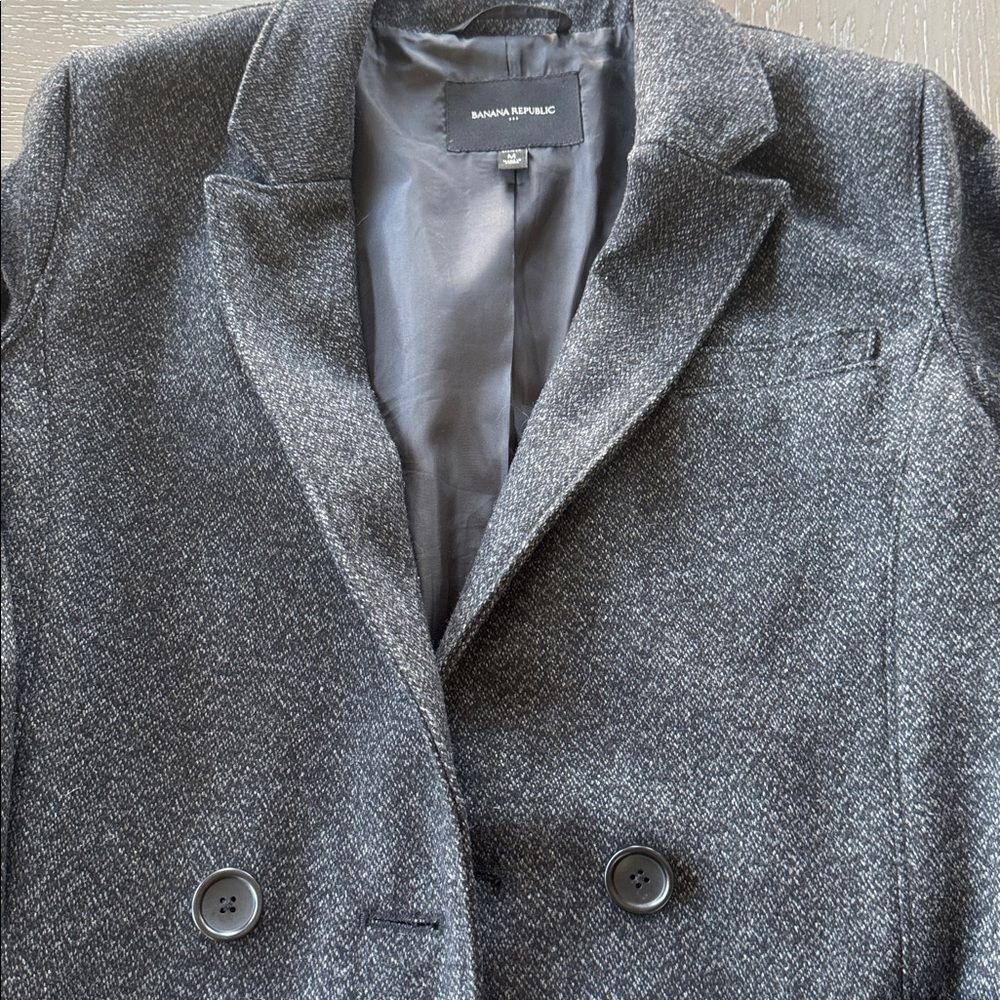 Banana Republic Charcoal Trench Coat Wool Blend Winter Classic Warm Size Reg M - Picture 14 of 14
